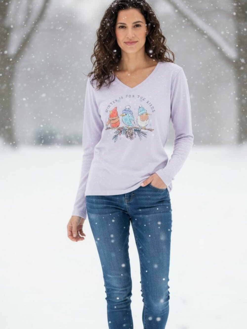 Life is Good W's Winter is for the Birds LS Crusher Vee